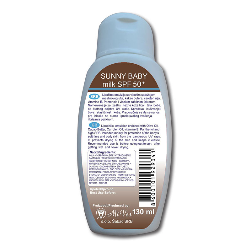 SUNNY BABY SPF 50+ mleko(130ml) - Slika 3